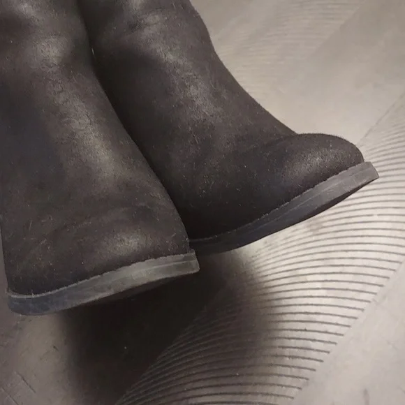 MIA Black Studded Textile Upper Sz 8.5 Ankle Boots Stacked Heel - Picture 5 of 11